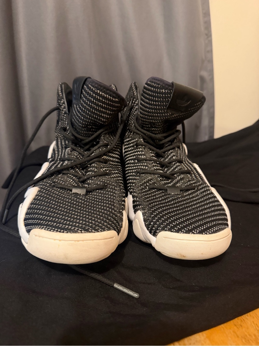 adidas Black and White Knit High-Top Sneakers